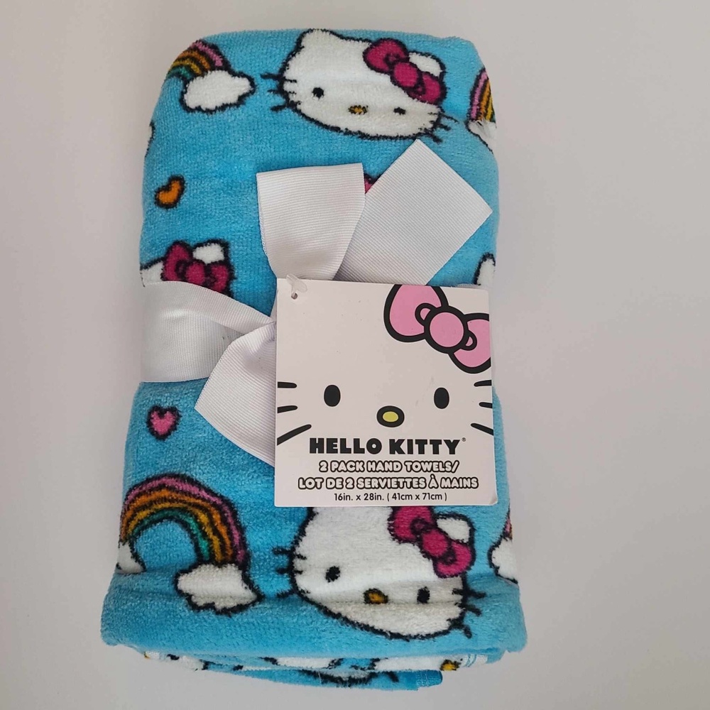 Sanrio Hello Kitty pattern set of 2 hand towels 100% Cotton NWT